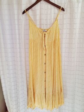 Arizona Jean Company Yellow Midi Button-Front Sundress